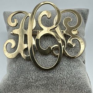 Vintage Large Abstract Brooch Pat Pend, Gold Tone Pin #203